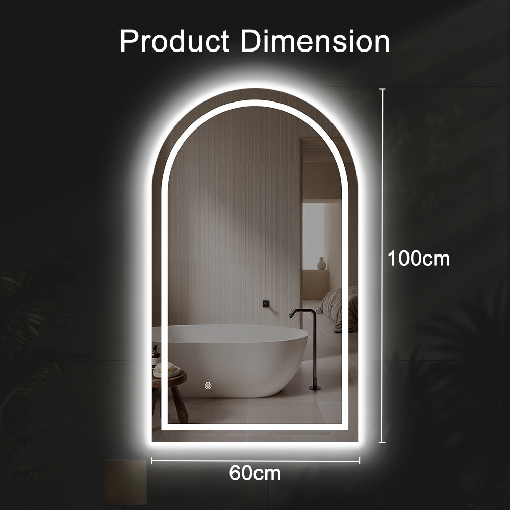 ProPulse Arched LED Wall Mirror Bathroom Mirrors With 3 Color Anti-fog 60x100cm - Sunyee