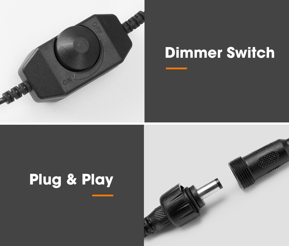 Lightfox 6PCS 12V LED Strip Light Bar Waterproof Amber White Lights Camping Boat - Sunyee