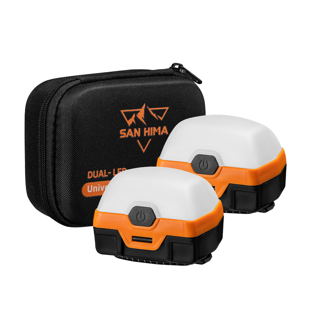 San Hima 2xLED Camping Lantern Light Amber White w/ Lithium Battery Rechargeable - Sunyee