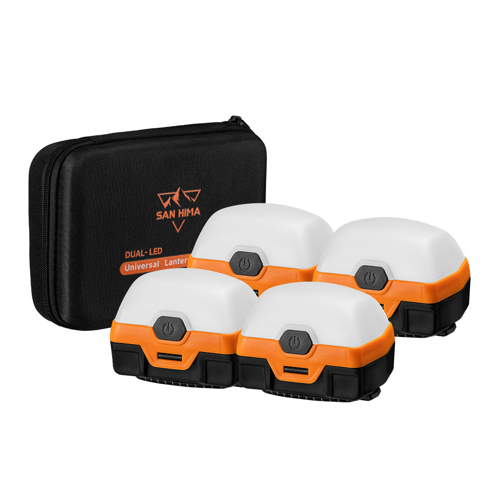 San Hima 4xLED Camping Lantern Light Amber White w/ Lithium Battery Rechargeable - Sunyee