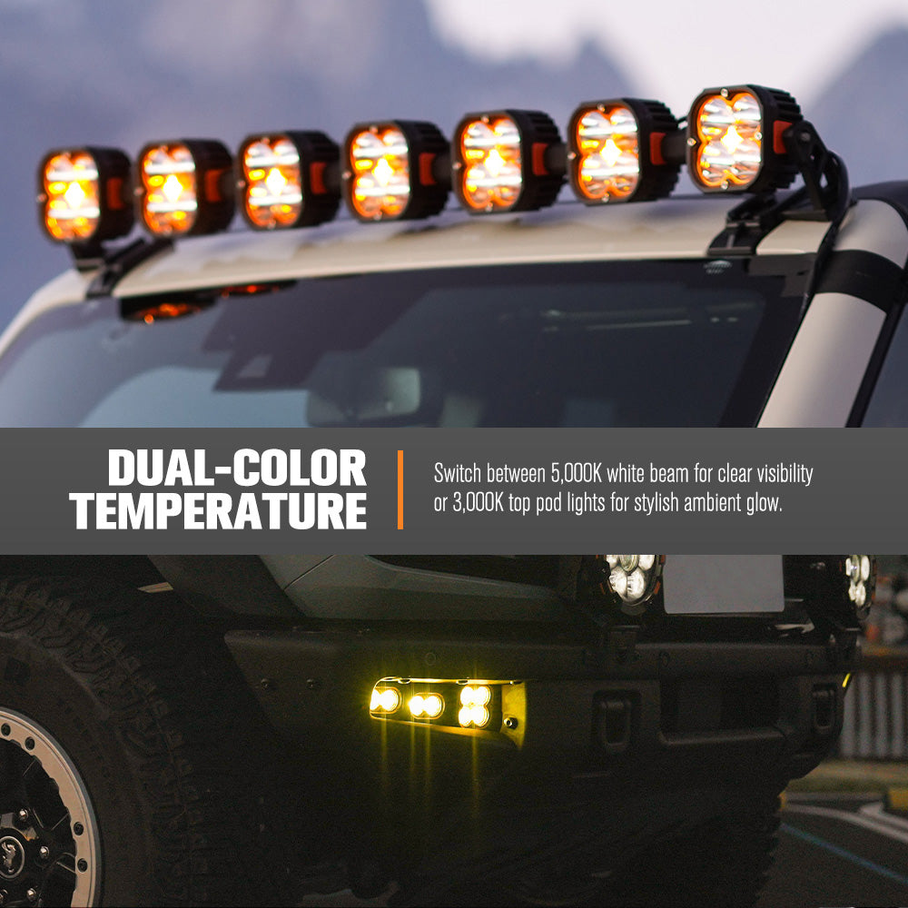 Lightfox 20" Osram LED Light Bar + Pair 3" LED Pod Lights Combo Kit Offroad 4x4 - Sunyee