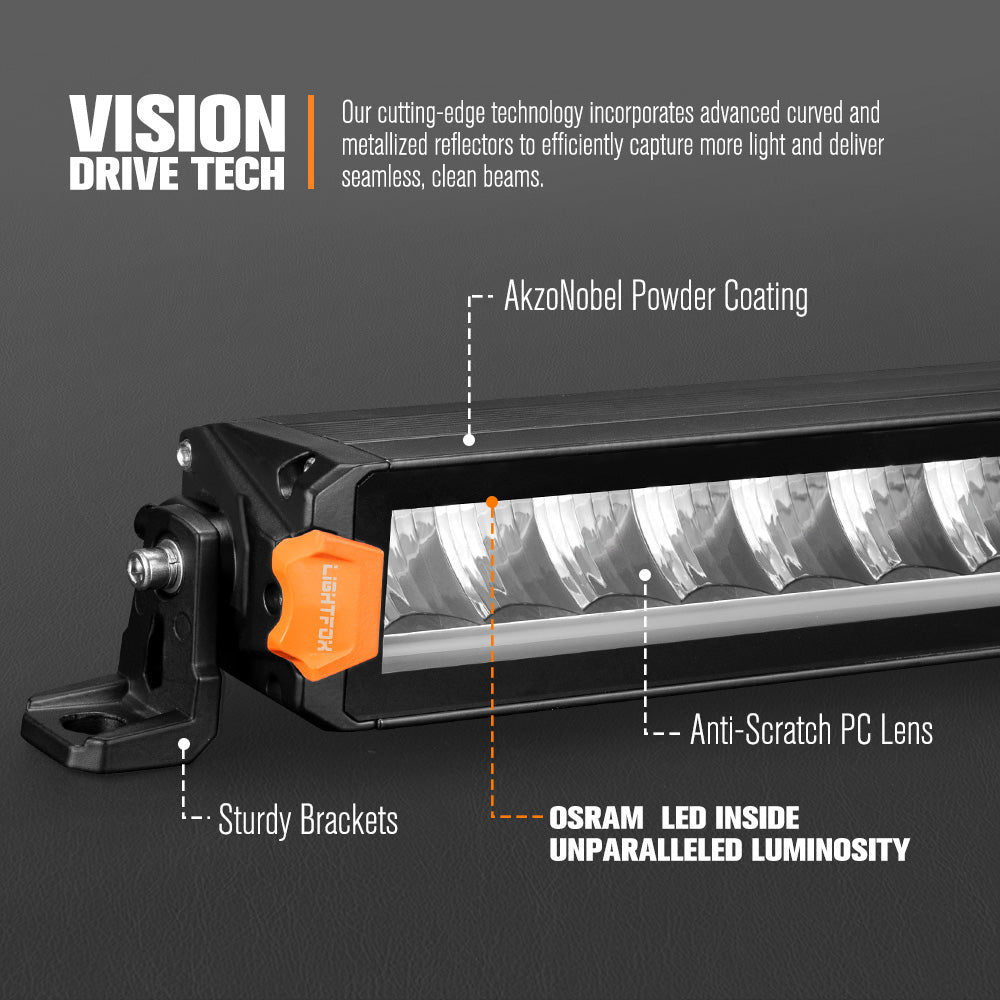 Lightfox Vertex Series 12" 21" 32" 40" 50" LED Light Bar Combo Beam With DRL 4x4 - Sunyee