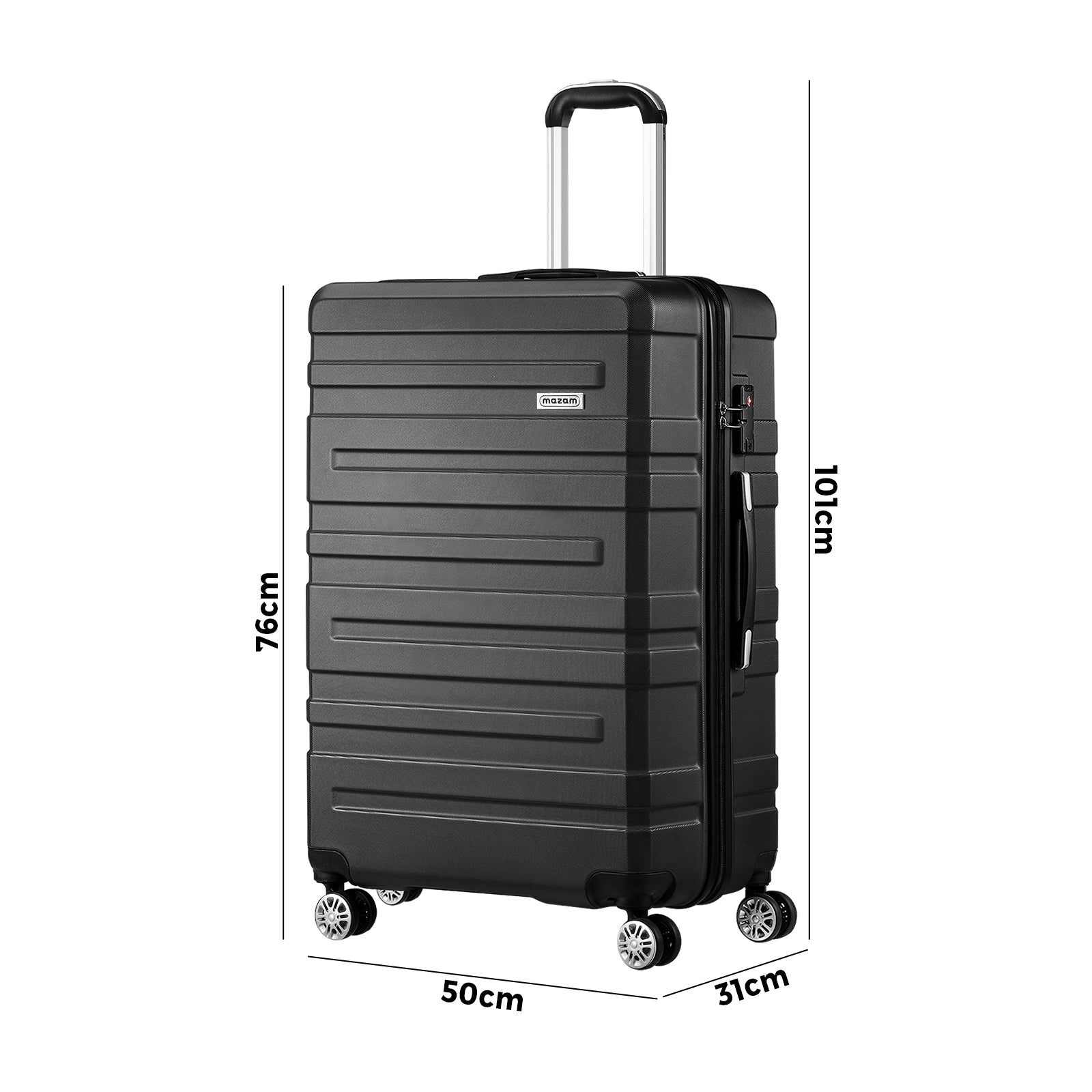 Mazam 28" Luggage Suitcase Trolley Set Travel TSA Lock Storage Hard Case Black - Sunyee