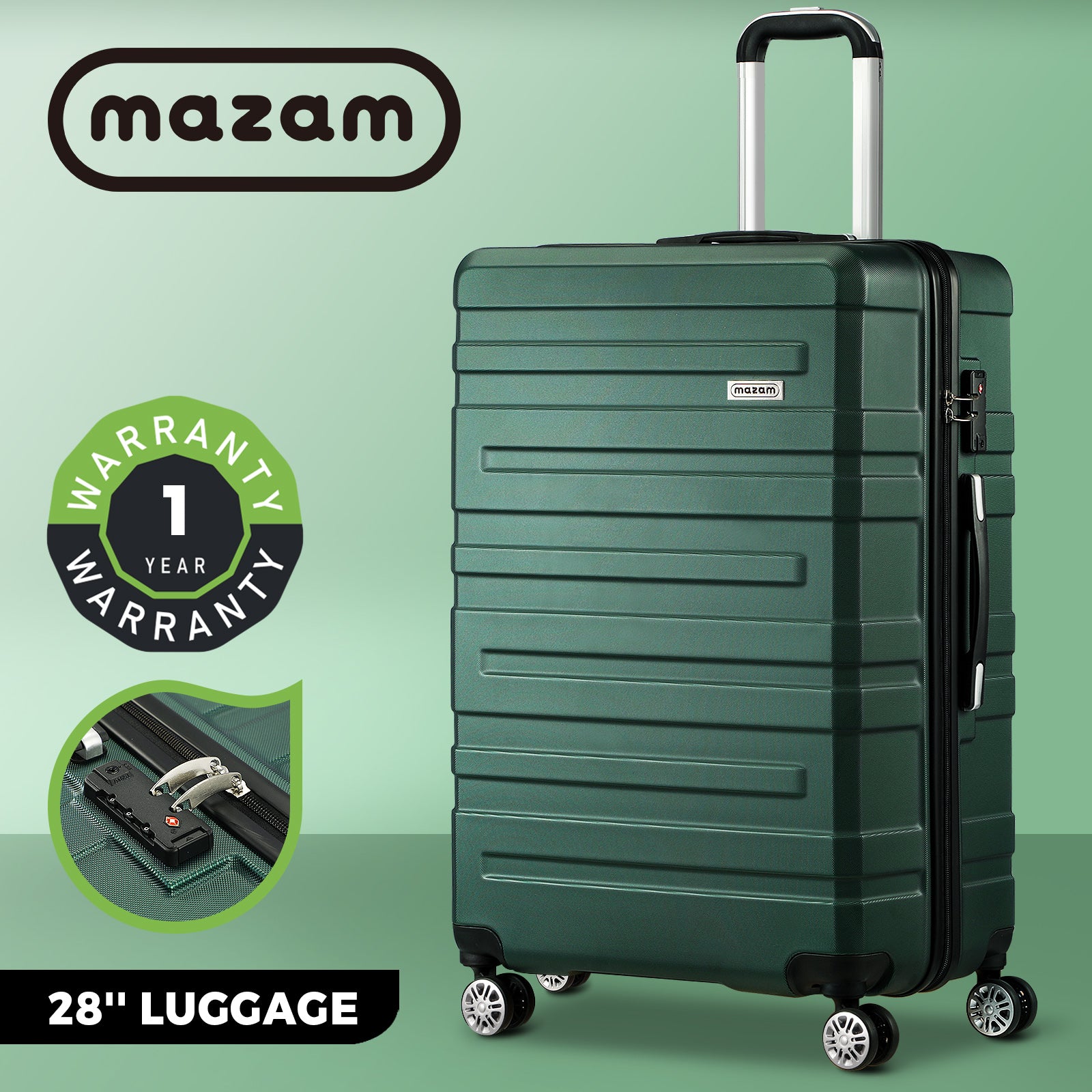 Mazam 1/3PCS Luggage Suitcase Trolley Set Travel TSA Lock Storage Hard Case - Sunyee