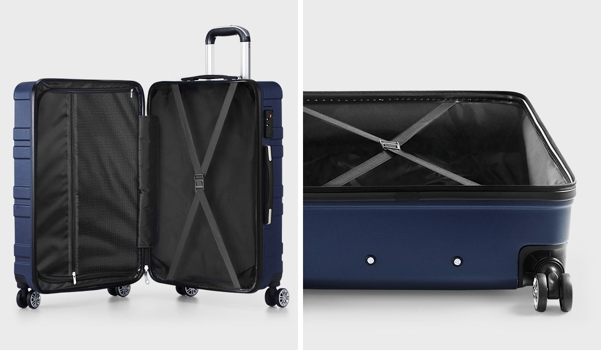 Mazam 28" Luggage Suitcase Trolley Set Travel TSA Lock Storage Hard Case Navy - Sunyee