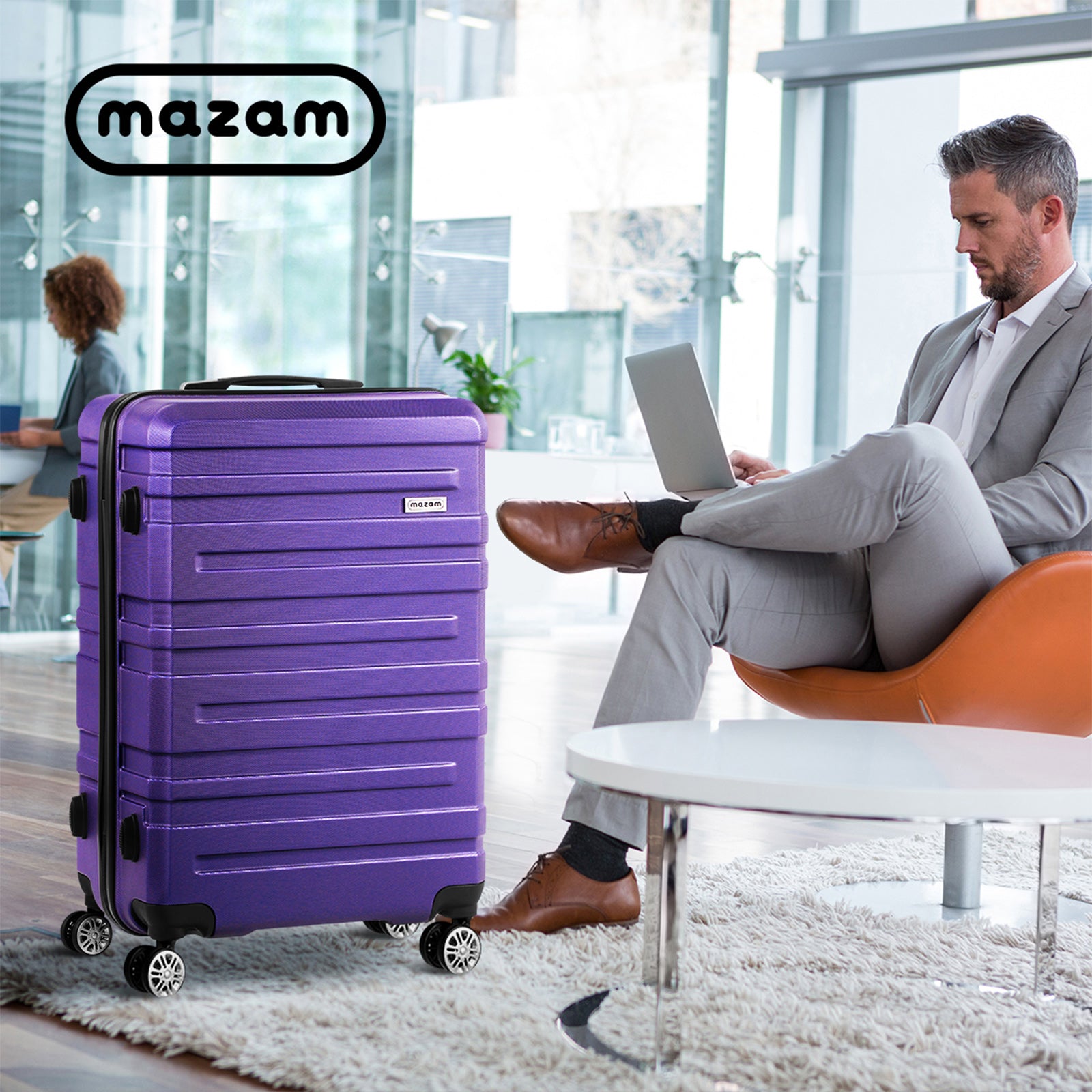 Mazam 28" Luggage Suitcase Trolley Set Travel TSA Lock Storage Hard Case Purple - Sunyee