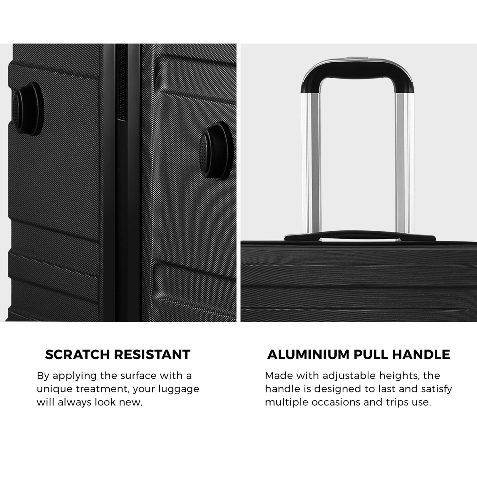 Mazam 3PCS Luggage Suitcase Trolley Set Travel TSA Lock Storage Hard Case Black - Sunyee