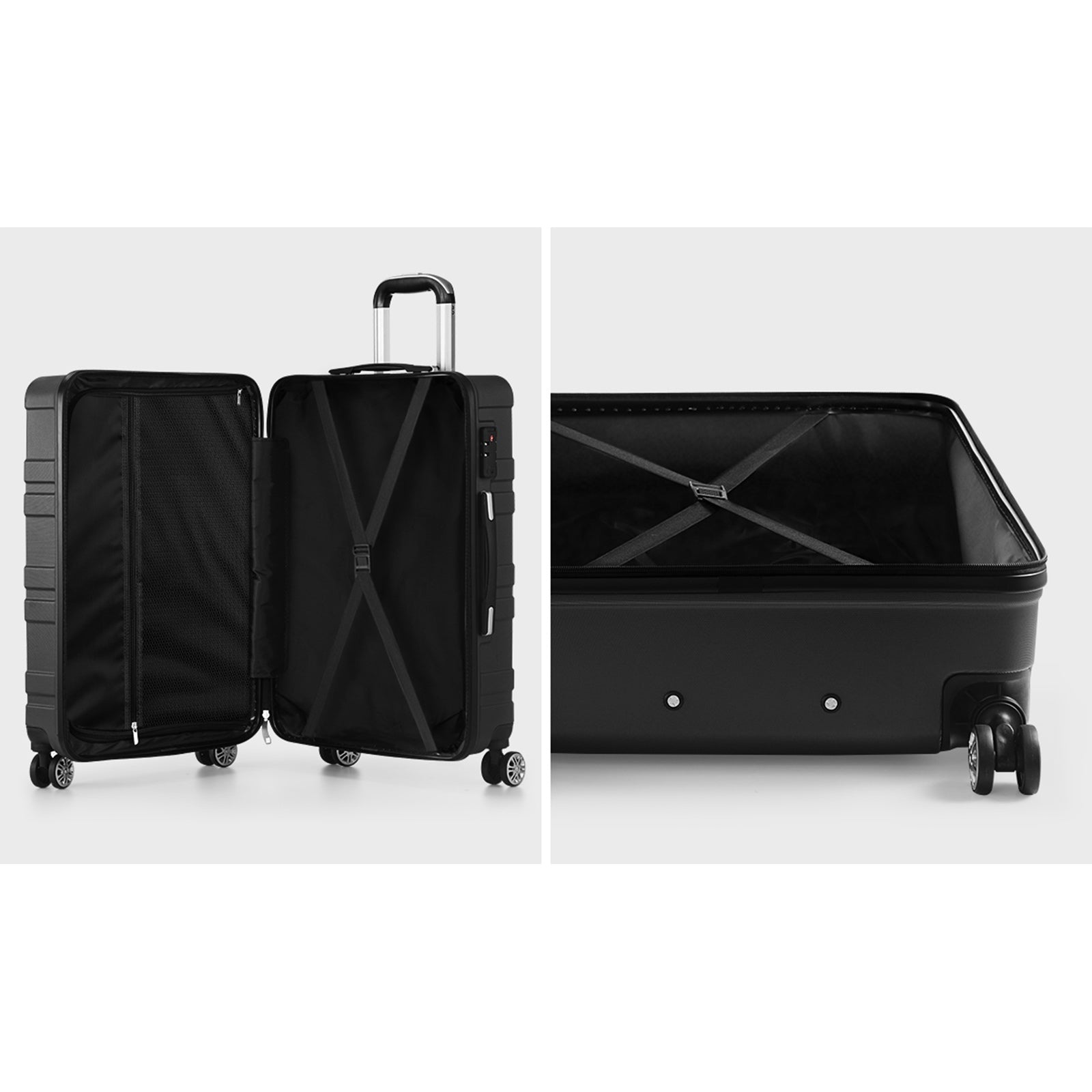 Mazam 3PCS Luggage Suitcase Trolley Set Travel TSA Lock Storage Hard Case Black - Sunyee