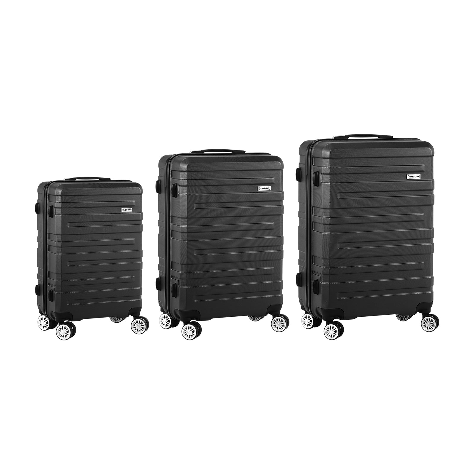 Mazam 3PCS Luggage Suitcase Trolley Set Travel TSA Lock Storage Hard Case Black - Sunyee