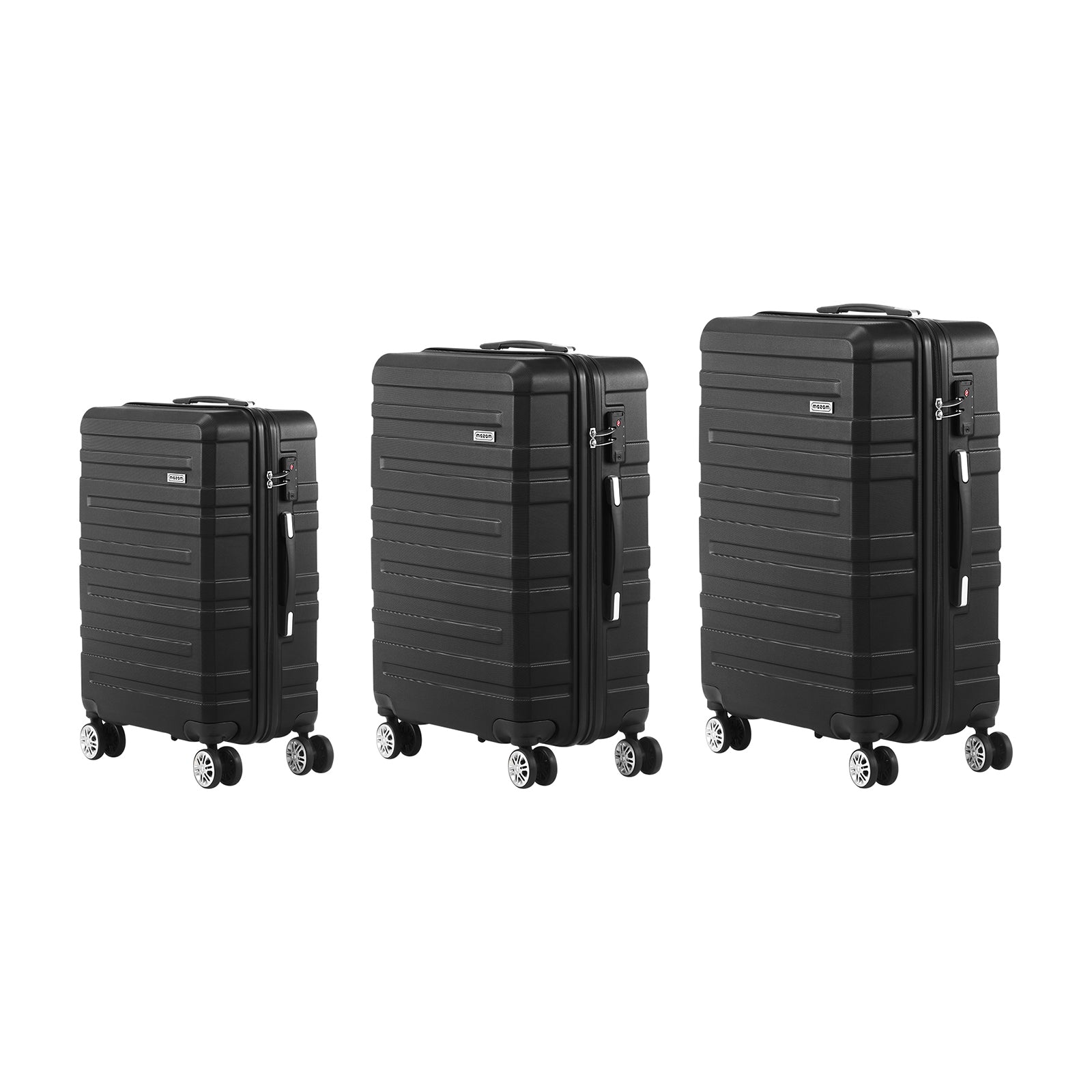 Mazam 3PCS Luggage Suitcase Trolley Set Travel TSA Lock Storage Hard Case Black - Sunyee