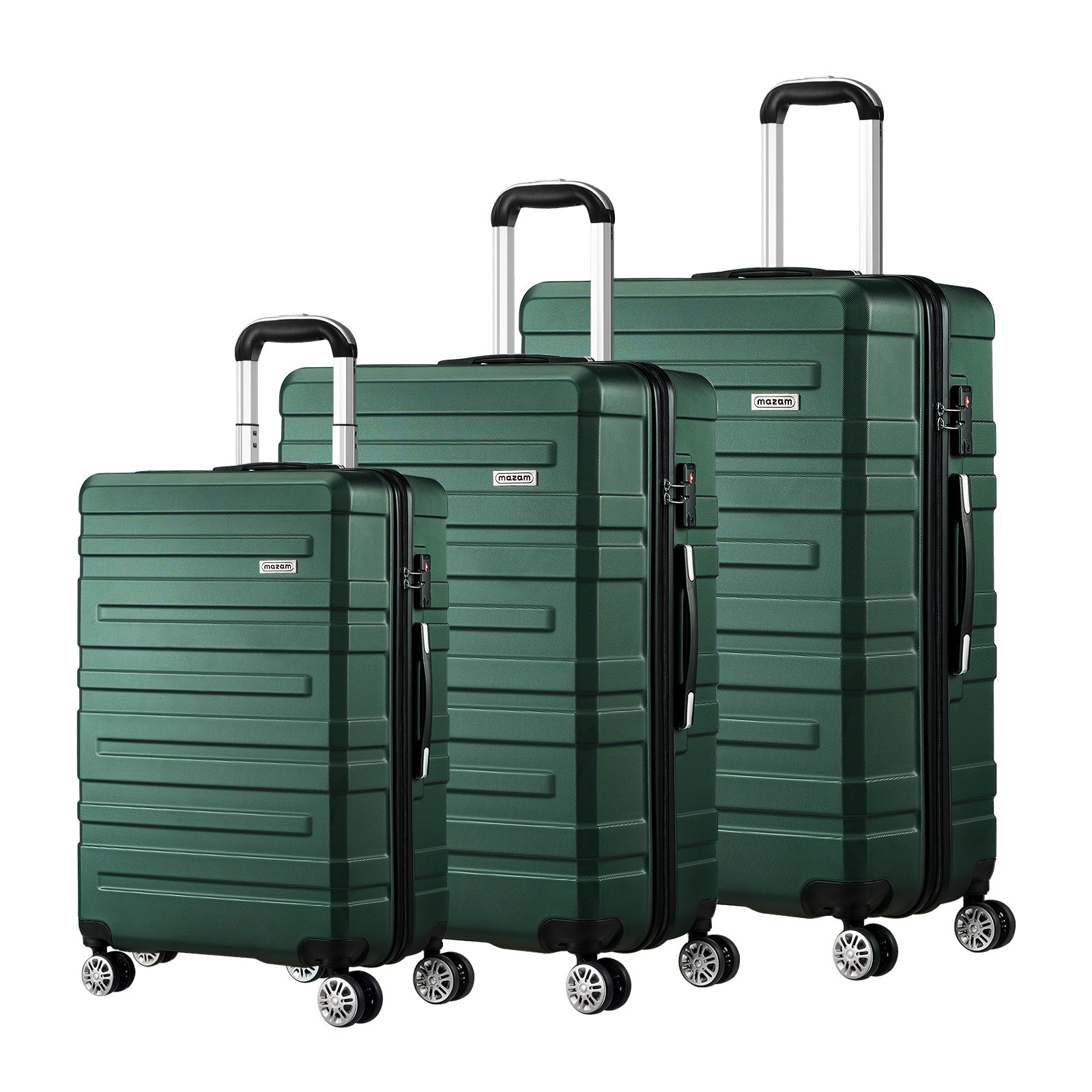 Mazam 3PCS Luggage Suitcase Trolley Set Travel TSA Lock Storage Hard Case Green - Sunyee