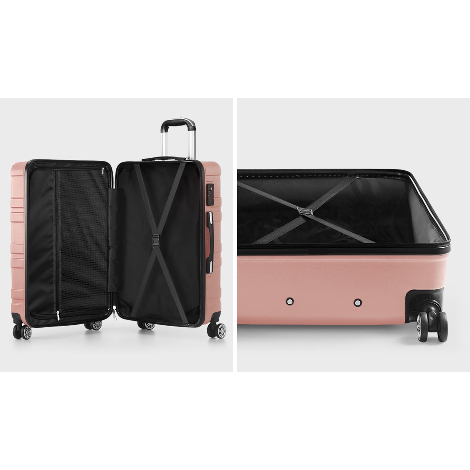 Mazam 3PCS Luggage Suitcase Trolley Set Travel TSA Lock Storage Hard Case Pink - Sunyee