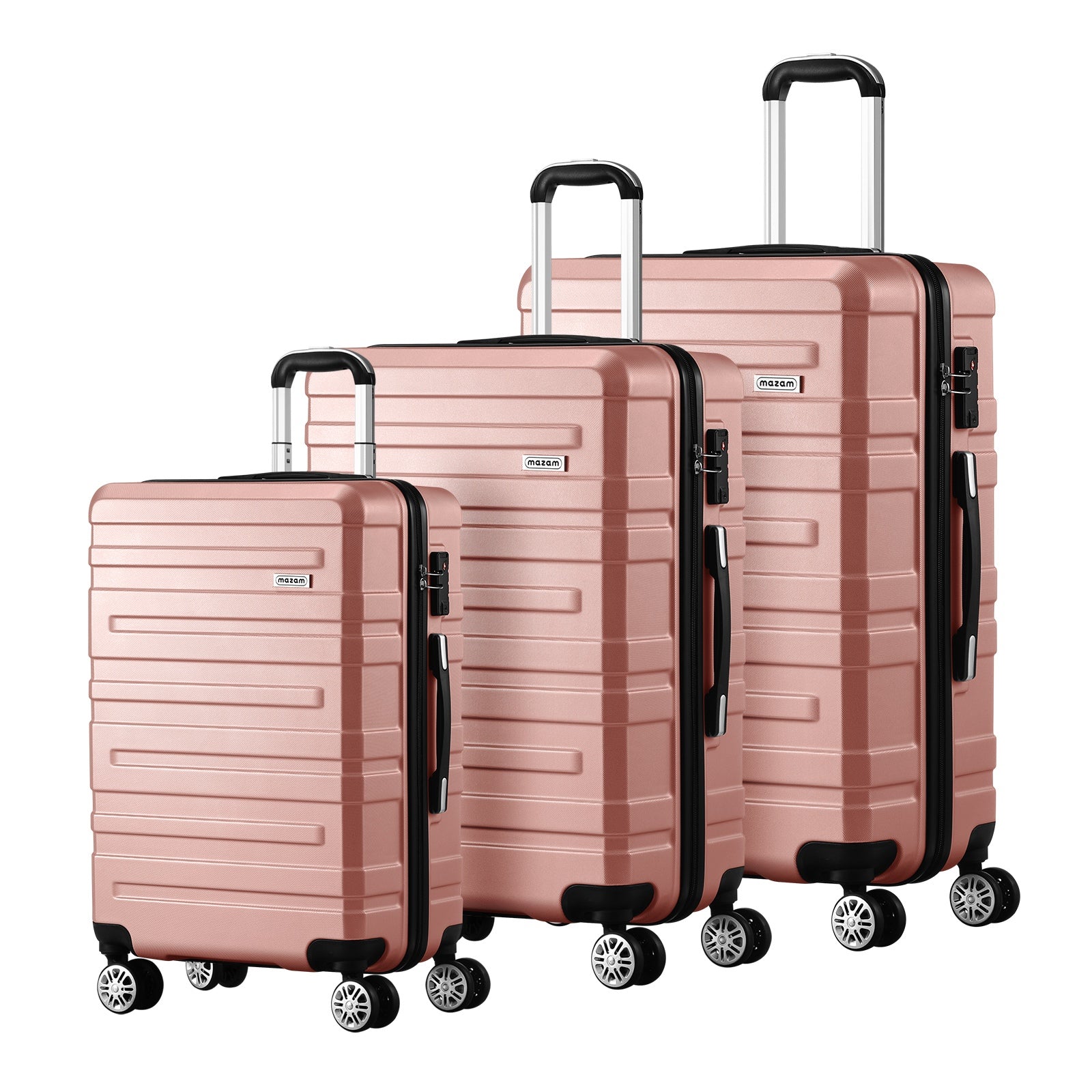 Mazam 3PCS Luggage Suitcase Trolley Set Travel TSA Lock Storage Hard Case Pink - Sunyee
