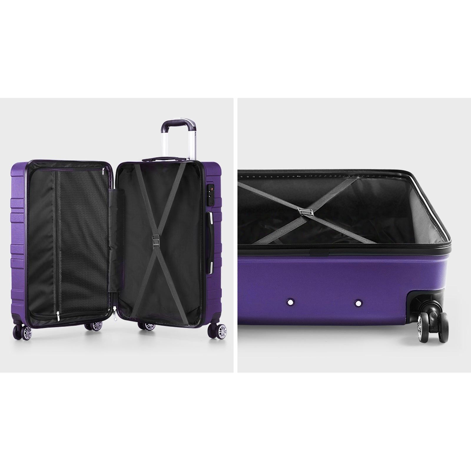 Mazam 3PCS Luggage Suitcase Trolley Set Travel TSA Lock Storage Hard Case Purple - Sunyee