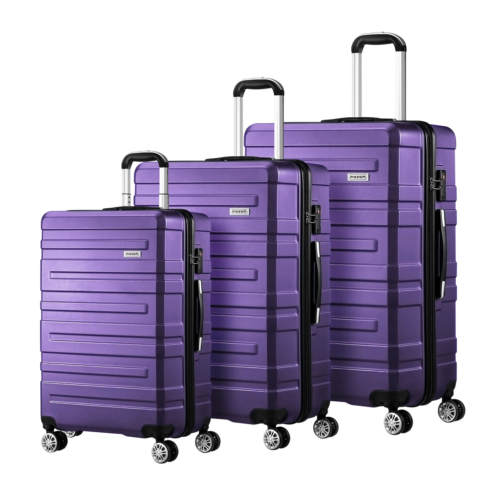 Mazam 3PCS Luggage Suitcase Trolley Set Travel TSA Lock Storage Hard Case Purple - Sunyee