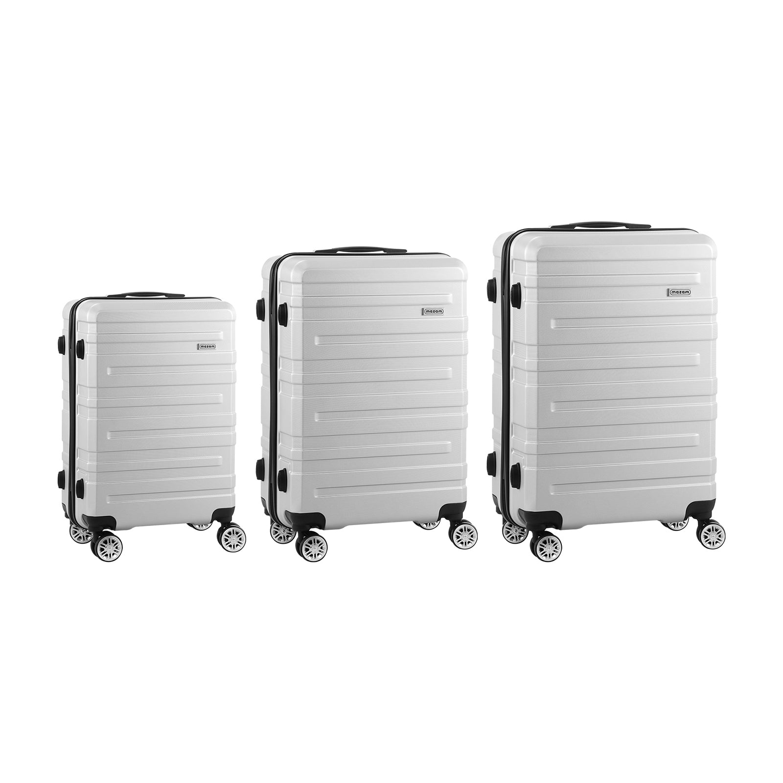 Mazam 3PCS Luggage Suitcase Trolley Set Travel TSA Lock Storage Hard Case Silver - Sunyee