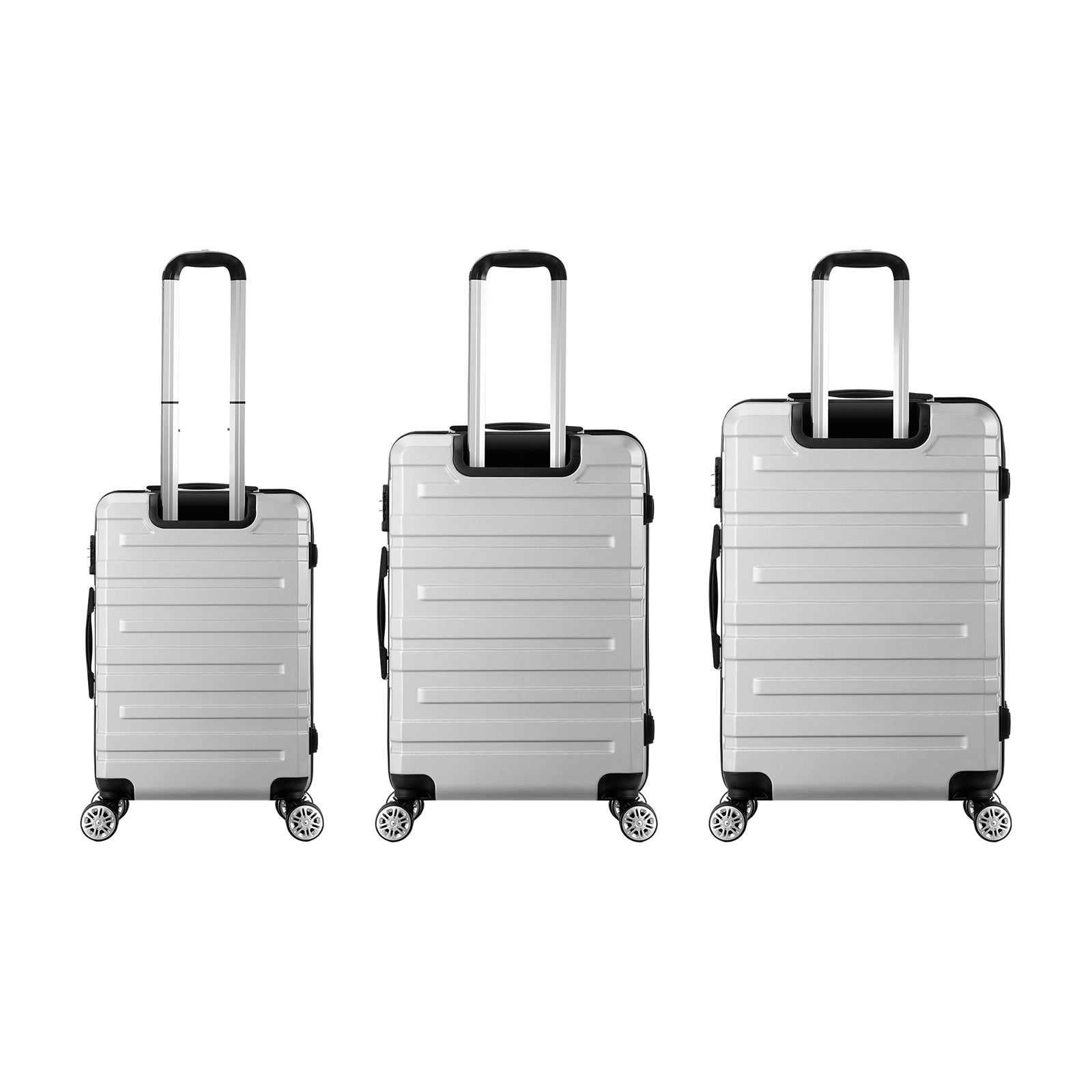 Mazam 3PCS Luggage Suitcase Trolley Set Travel TSA Lock Storage Hard Case Silver - Sunyee