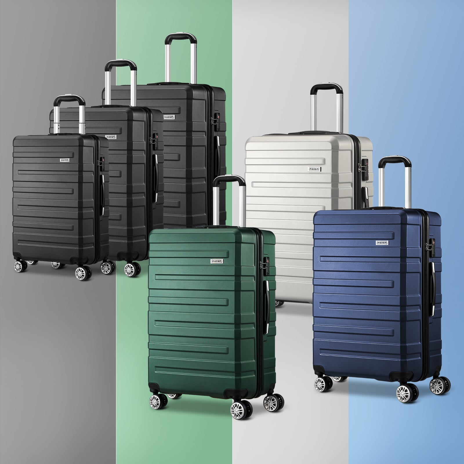 Mazam 1/3PCS Luggage Suitcase Trolley Set Travel TSA Lock Storage Hard Case - Sunyee