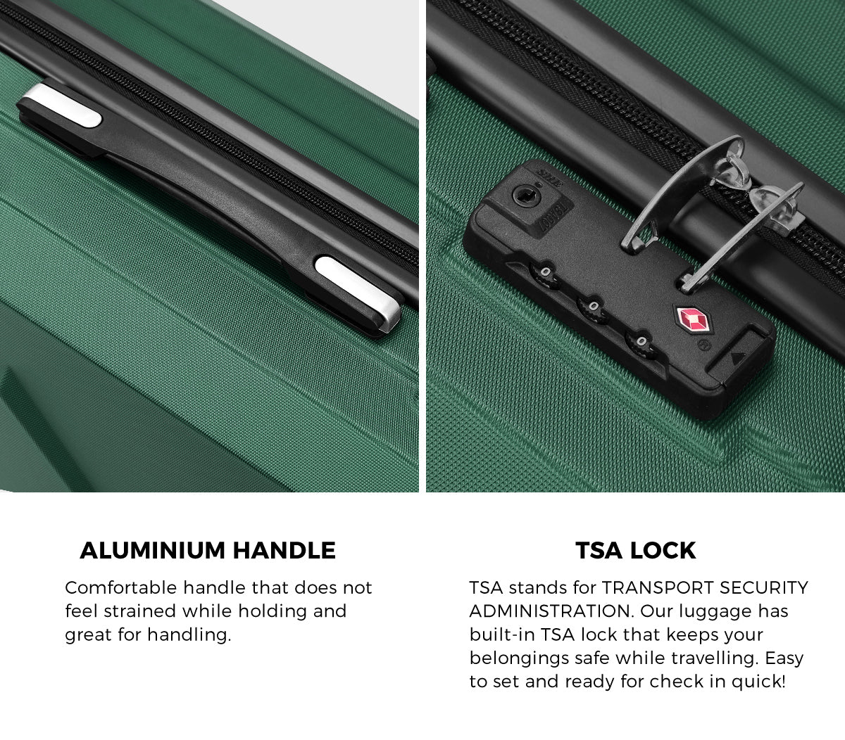 Mazam 2PCS Luggage Suitcase Trolley Set Travel TSA Lock Storage Hard Case Green - Sunyee