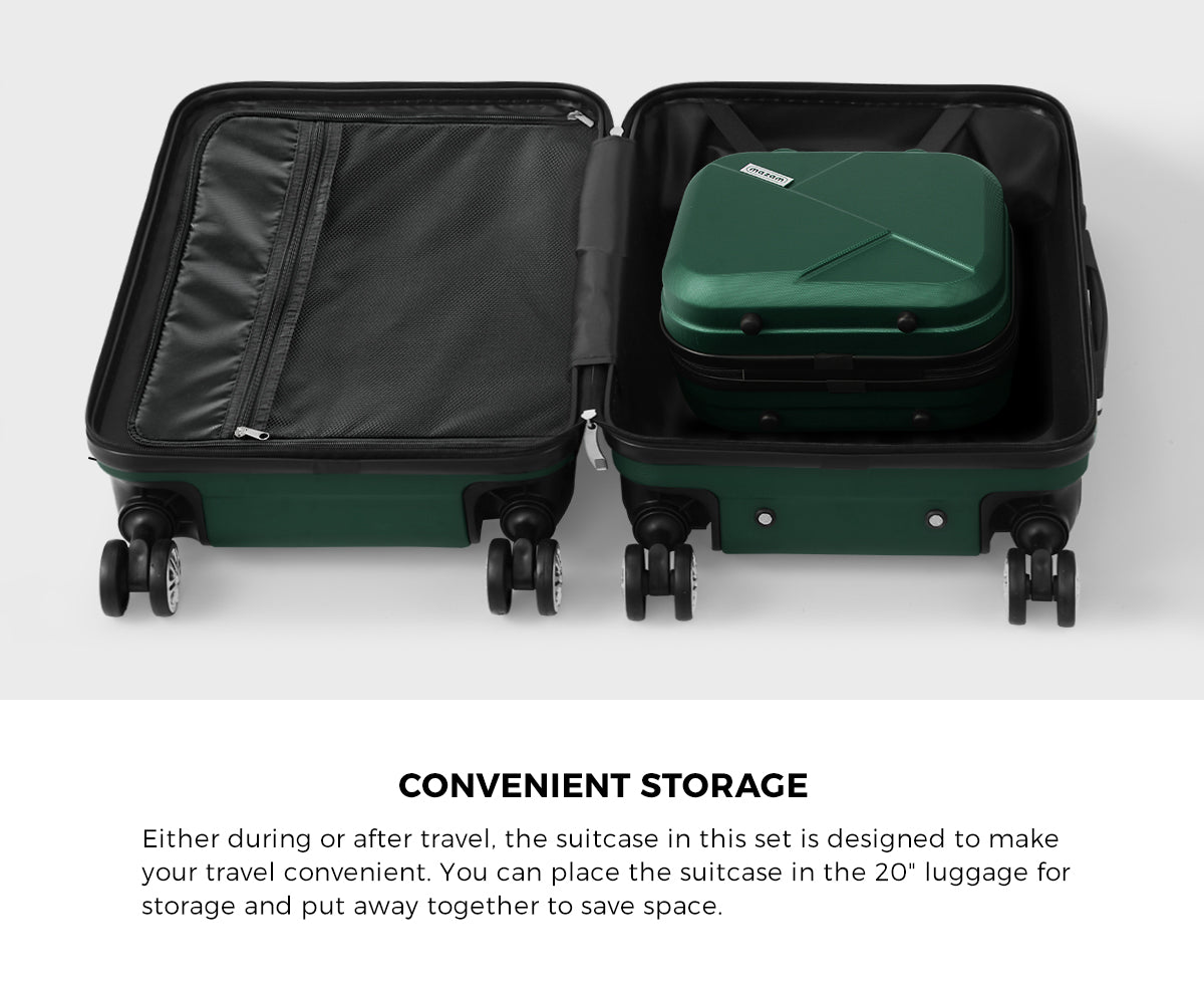 Mazam 2PCS Luggage Suitcase Trolley Set Travel TSA Lock Storage Hard Case Green - Sunyee