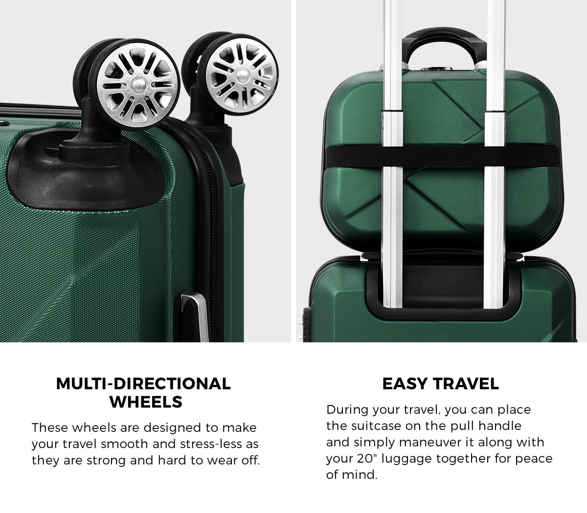 Mazam 2PCS Luggage Suitcase Trolley Set Travel TSA Lock Storage Hard Case Green - Sunyee