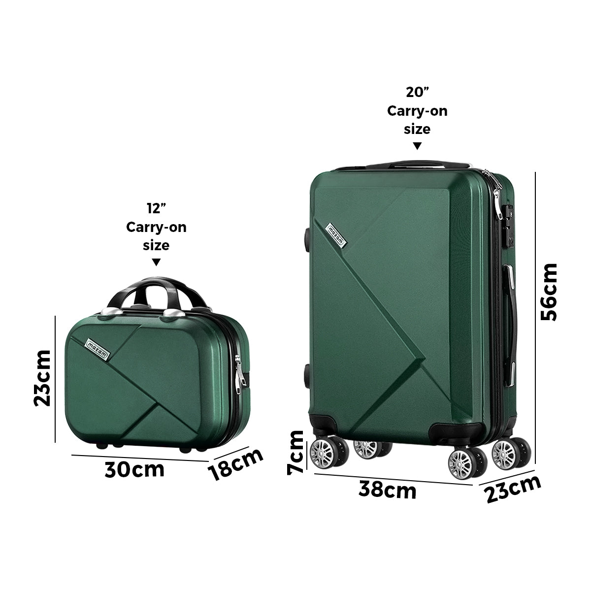 Mazam 2PCS Luggage Suitcase Trolley Set Travel TSA Lock Storage Hard Case Green - Sunyee
