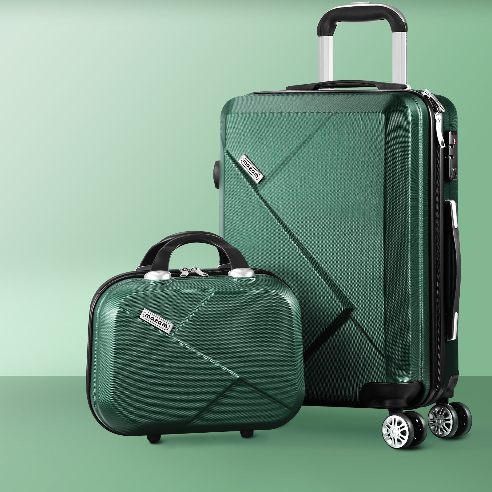 Mazam 2PCS Luggage Suitcase Trolley Set Travel TSA Lock Storage Hard Case Green - Sunyee