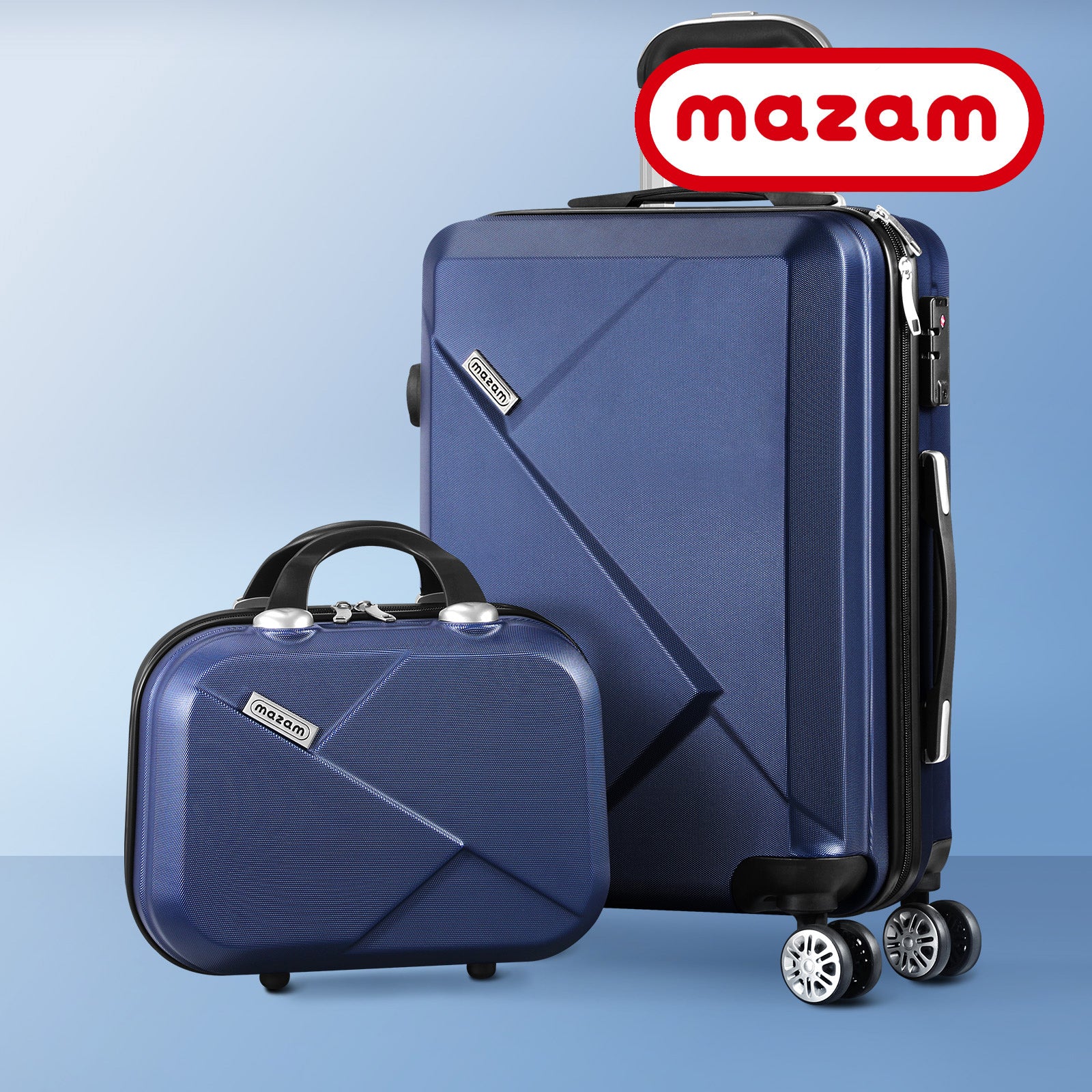 Mazam 2PCS Luggage Suitcase Trolley Set Travel TSA Lock Storage Hard Case Navy - Sunyee