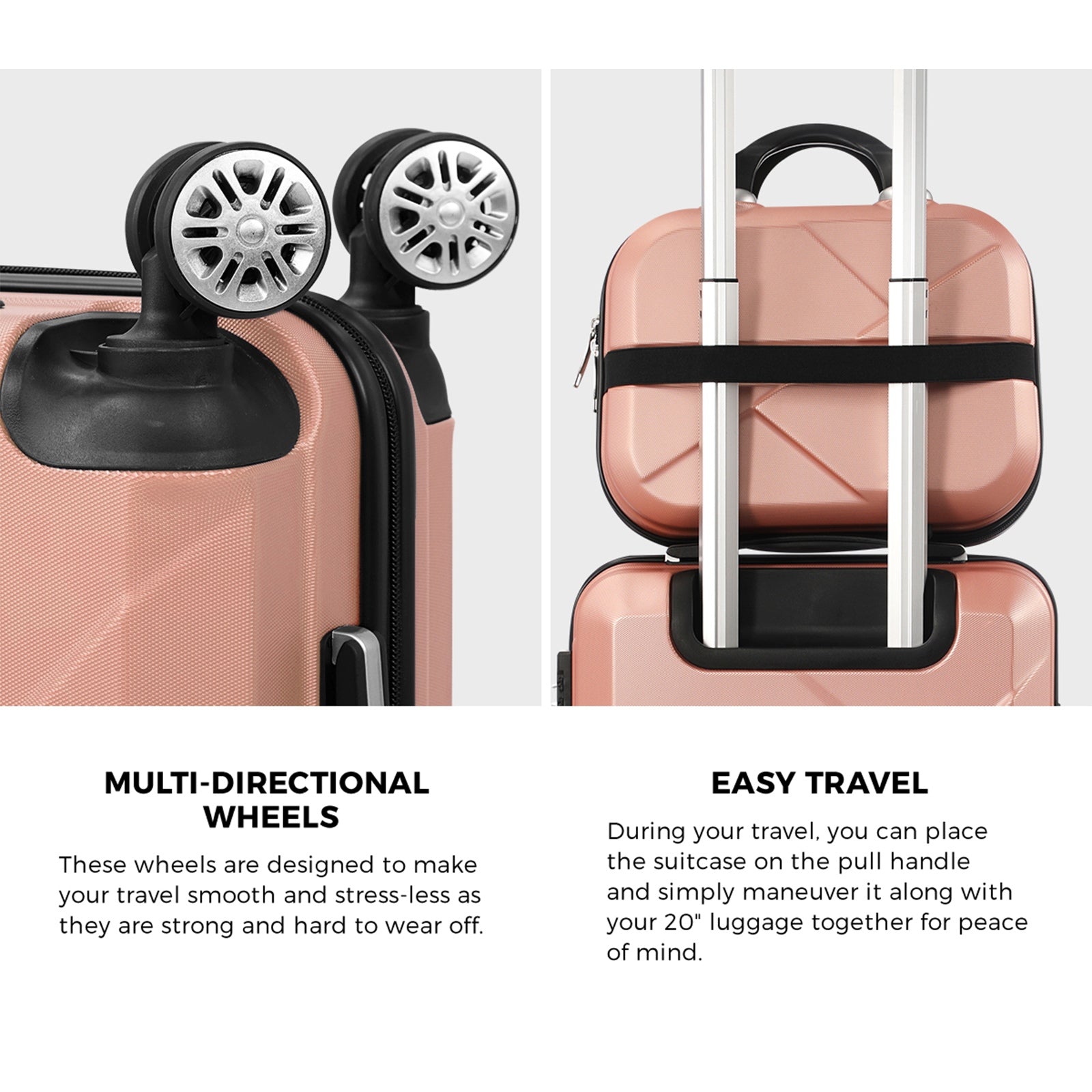 Mazam 2PCS Luggage Suitcase Trolley Set Travel TSA Lock Storage Hard Case Pink - Sunyee
