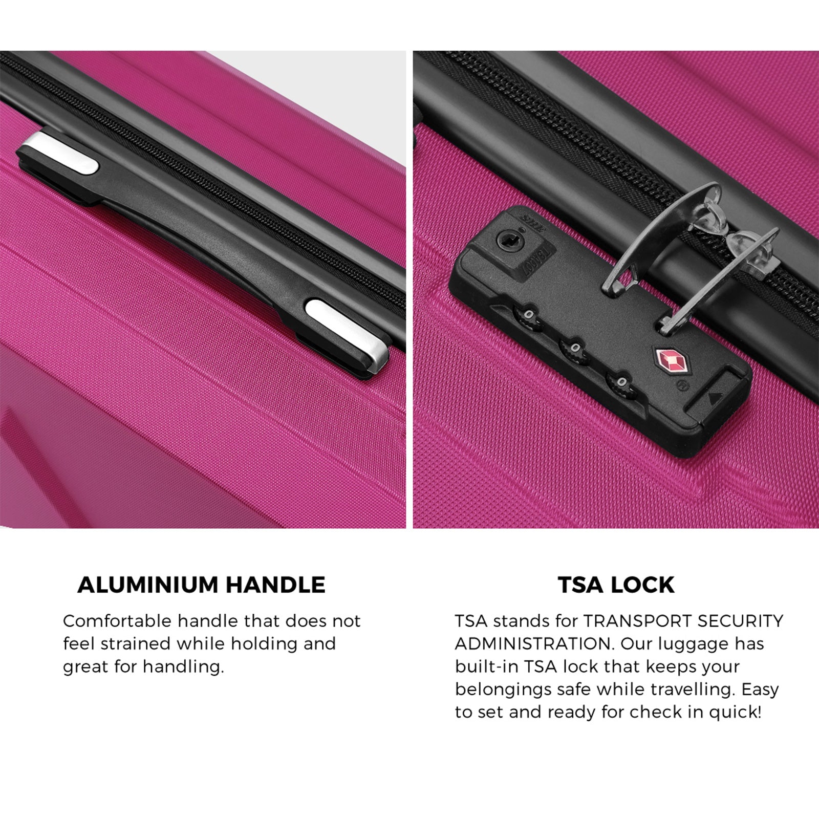 Mazam 2PCS Luggage Suitcase Trolley Set Travel TSA Lock Storage Hard Case Plum - Sunyee