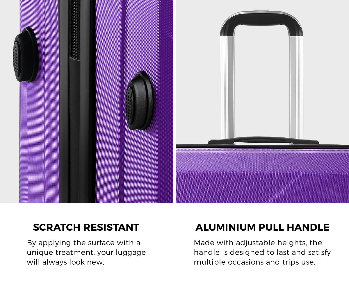 Mazam 2PCS Luggage Suitcase Trolley Set Travel TSA Lock Storage Hard Case Purple - Sunyee