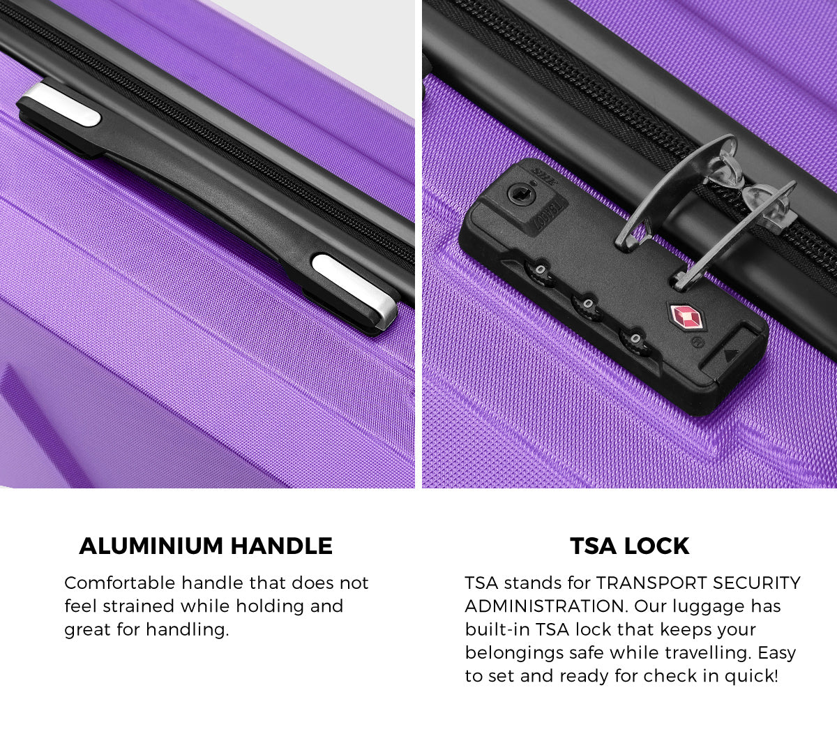 Mazam 2PCS Luggage Suitcase Trolley Set Travel TSA Lock Storage Hard Case Purple - Sunyee