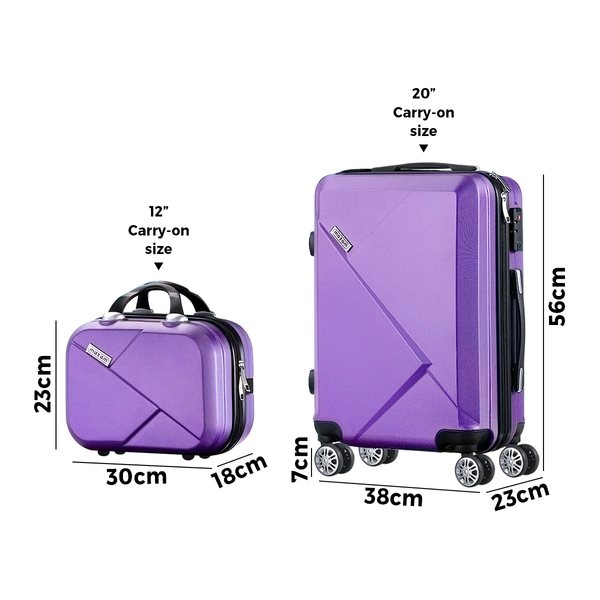 Mazam 2PCS Luggage Suitcase Trolley Set Travel TSA Lock Storage Hard Case Purple - Sunyee