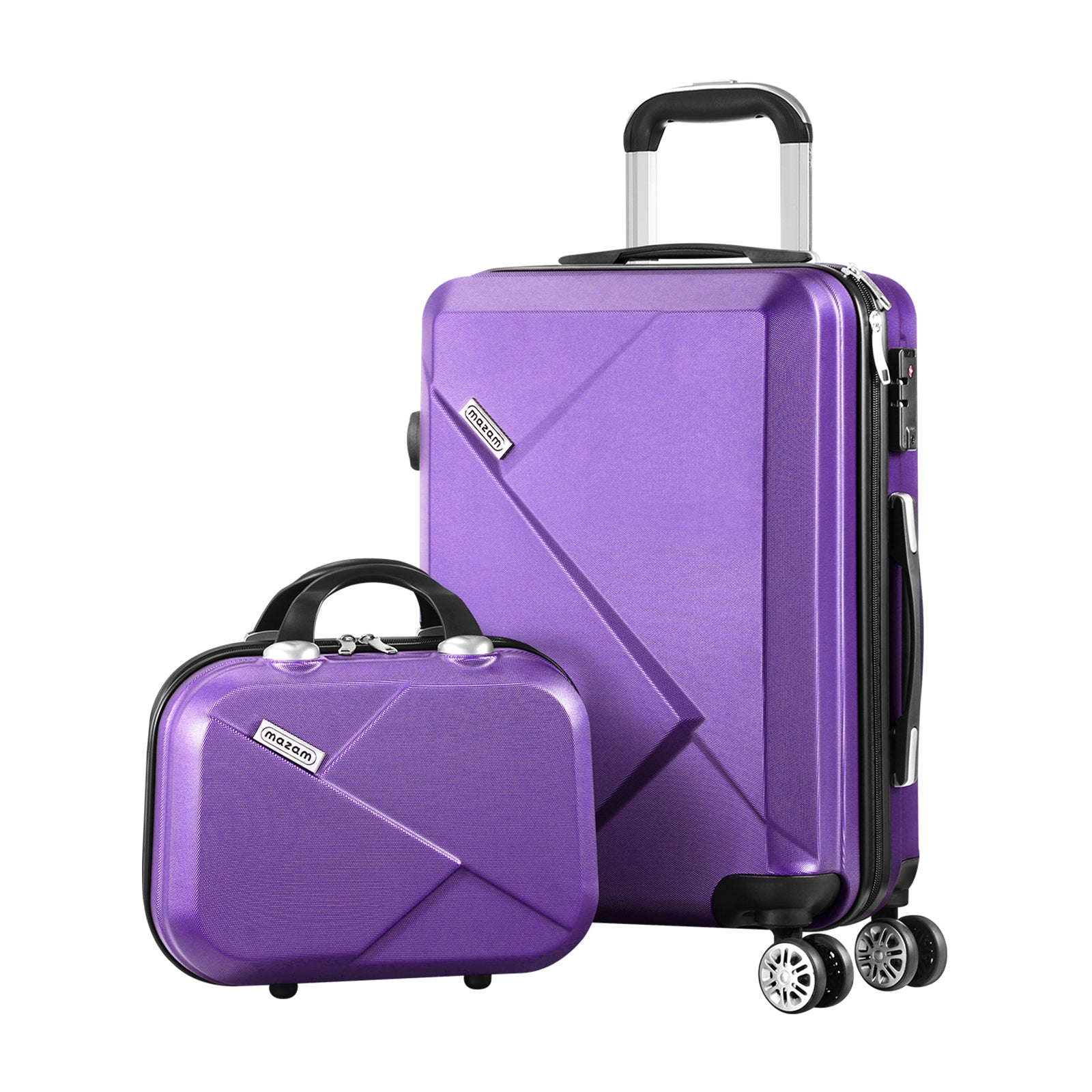 Mazam 2PCS Luggage Suitcase Trolley Set Travel TSA Lock Storage Hard Case Purple - Sunyee