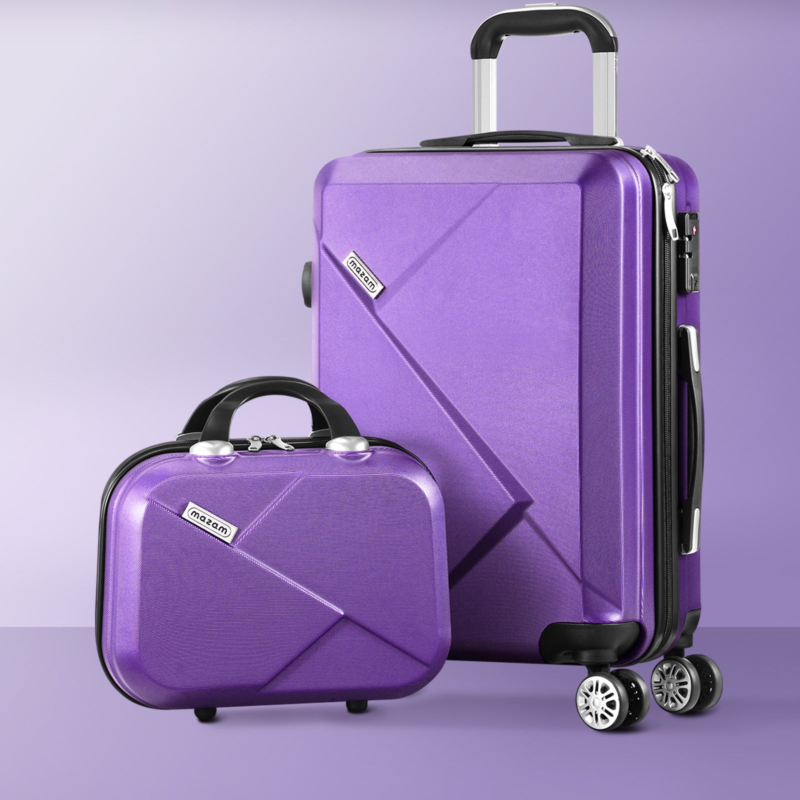 Mazam 2PCS Luggage Suitcase Trolley Set Travel TSA Lock Storage Hard Case Purple - Sunyee