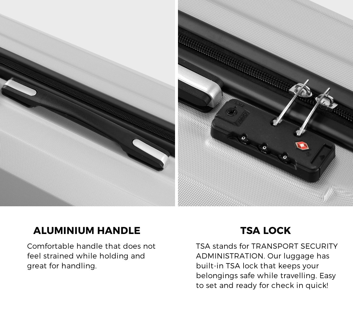 Mazam 2PCS Luggage Suitcase Trolley Set Travel TSA Lock Storage Hard Case Silver - Sunyee