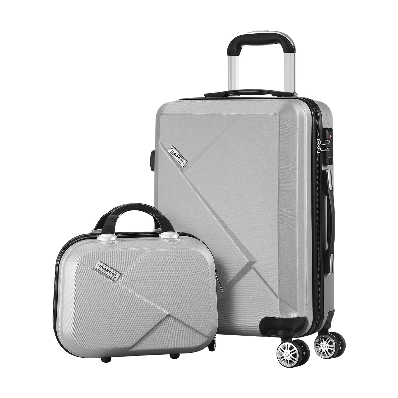 Mazam 2PCS Luggage Suitcase Trolley Set Travel TSA Lock Storage Hard Case Silver - Sunyee