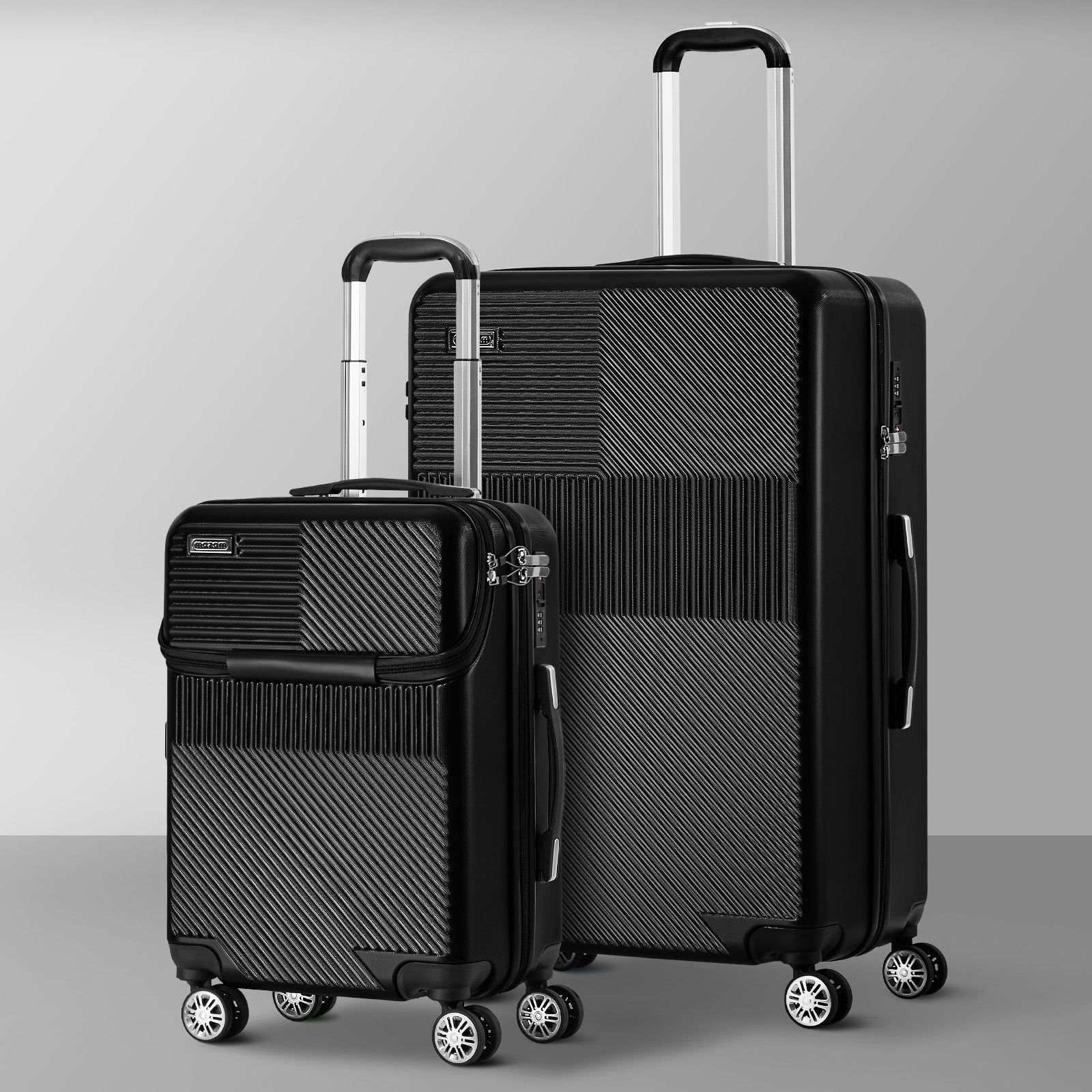 Mazam 2PCS Luggage Suitcase Trolley Set Travel TSA Lock Carry On Hard Case Black - Sunyee