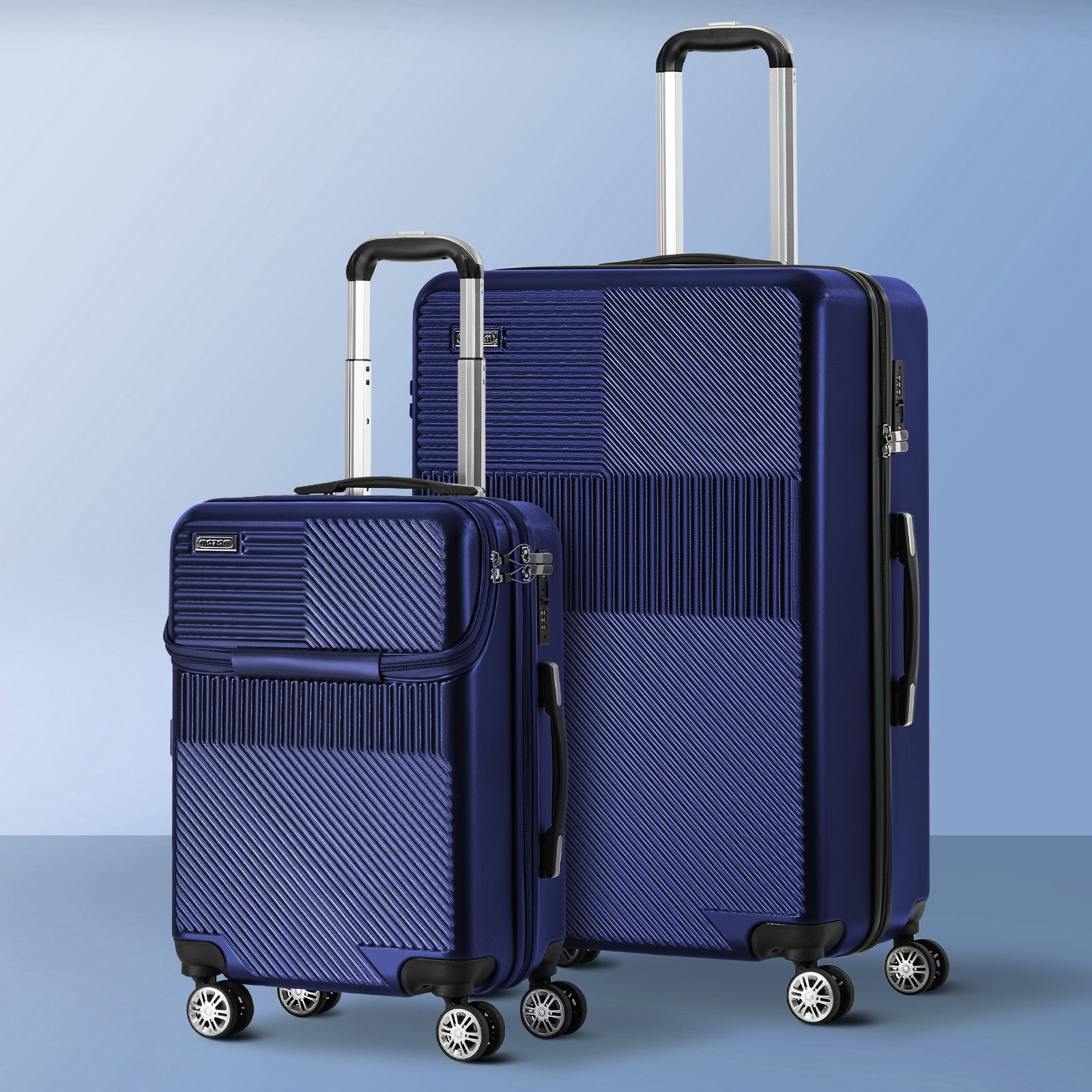 Mazam 2PCS Luggage Suitcase Trolley Set Travel TSA Lock Carry On Hard Case Navy - Sunyee