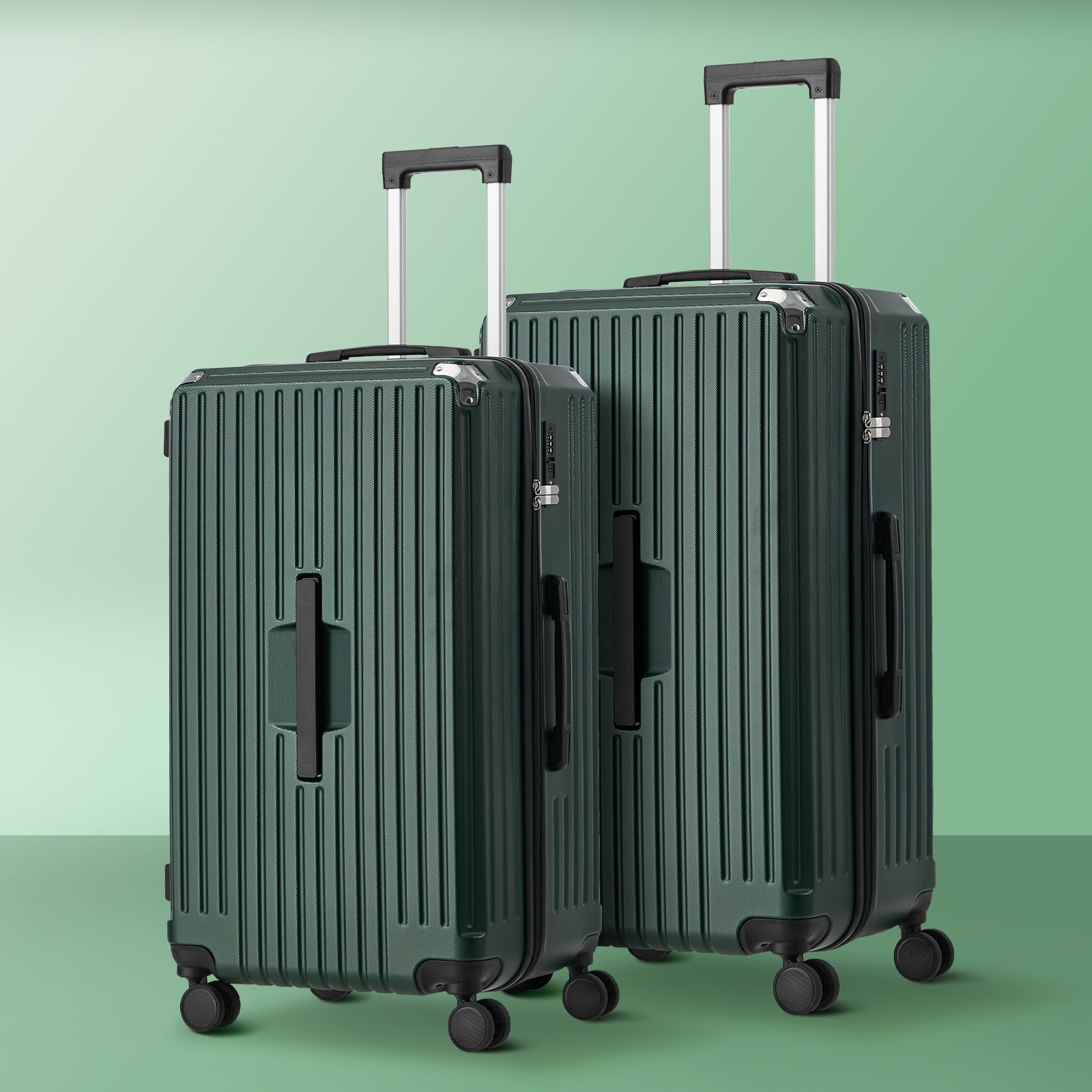 Mazam 2PCS Luggage Suitcase Trolley Set Travel TSA Lock Hard Shell Case Green - Sunyee