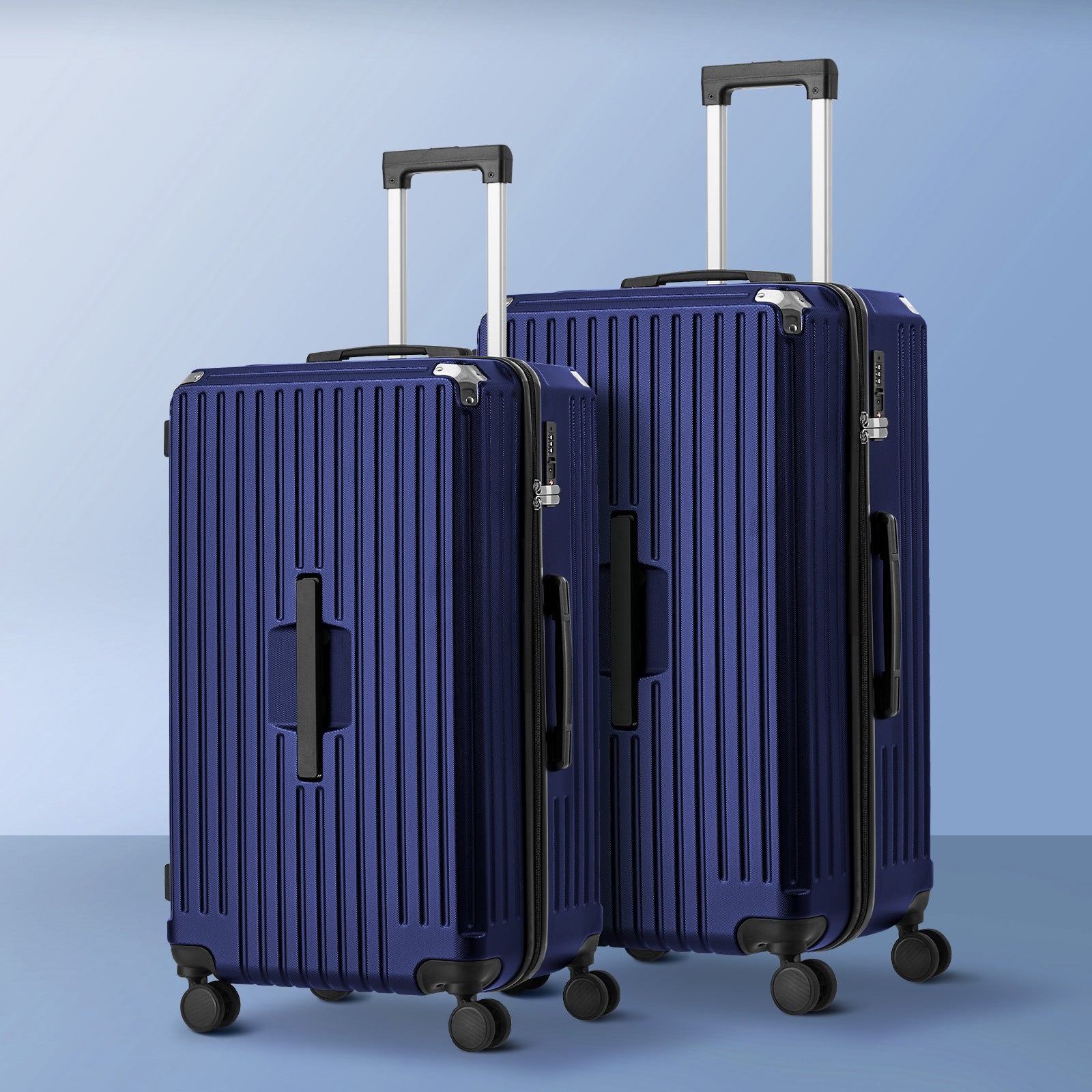 Mazam 2PCS Luggage Suitcase Trolley Set Travel TSA Lock Hard Shell Case Navy - Sunyee