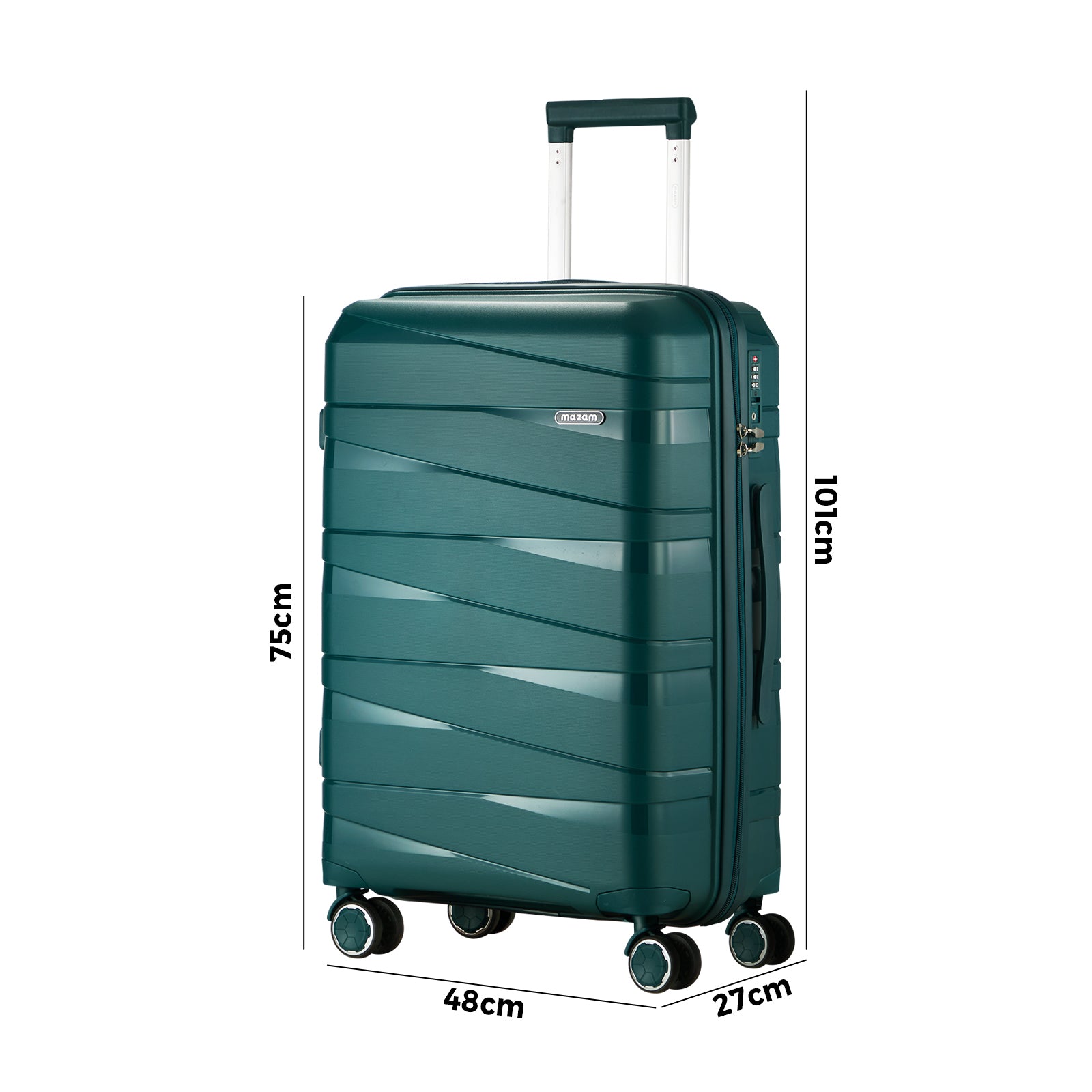 Mazam 28" Luggage Suitcase Trolley Set Travel TSA Lock Storage PP Case Green - Sunyee