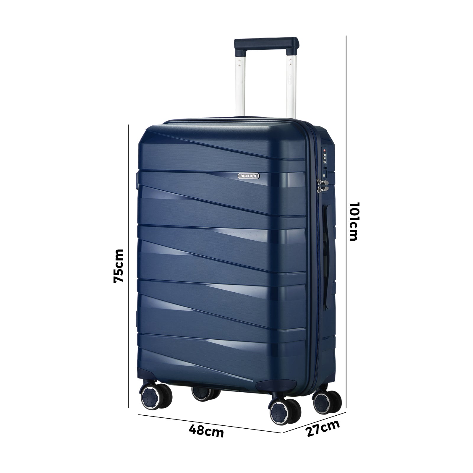 Mazam 28" Luggage Suitcase Trolley Set Travel TSA Lock Storage PP Case Navy - Sunyee