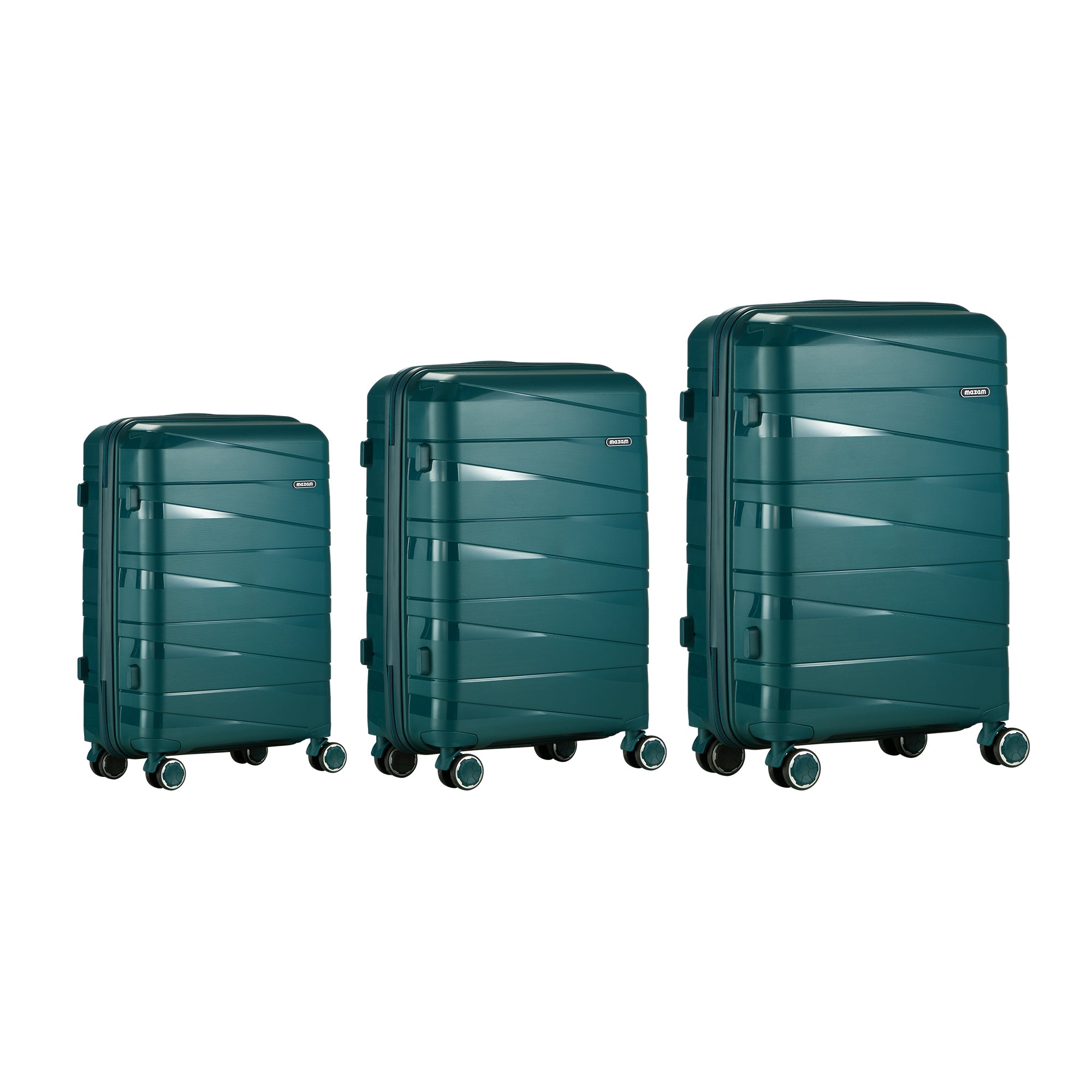 Mazam 3PCS Luggage Suitcase Trolley Set Travel TSA Lock Storage PP Case Green - Sunyee