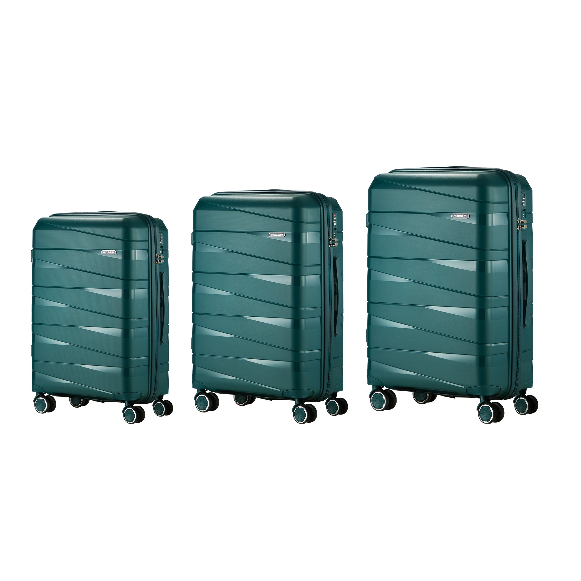 Mazam 3PCS Luggage Suitcase Trolley Set Travel TSA Lock Storage PP Case Green - Sunyee