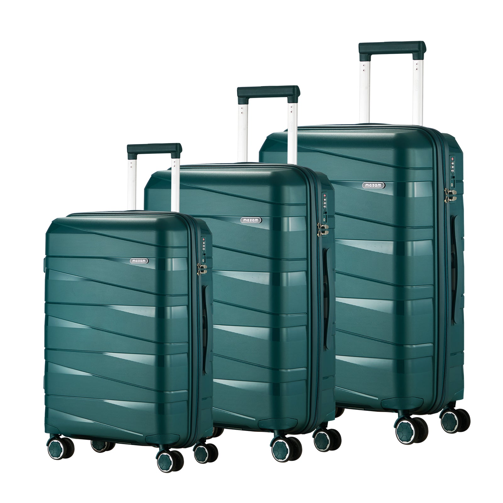 Mazam 3PCS Luggage Suitcase Trolley Set Travel TSA Lock Storage PP Case Green - Sunyee