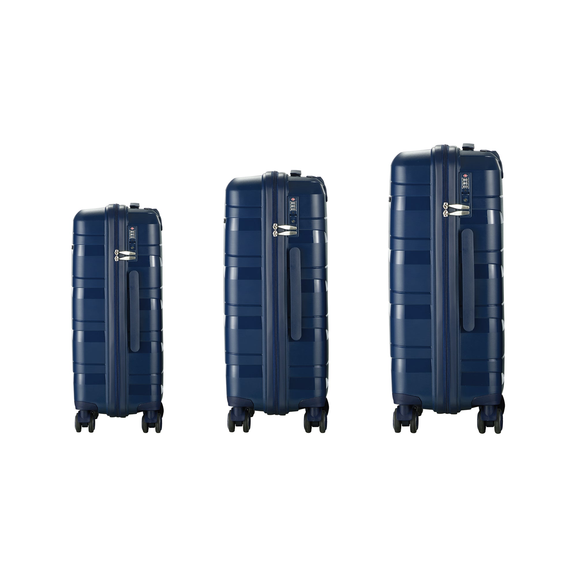 Mazam 3PCS Luggage Suitcase Trolley Set Travel TSA Lock Storage PP Case Navy - Sunyee