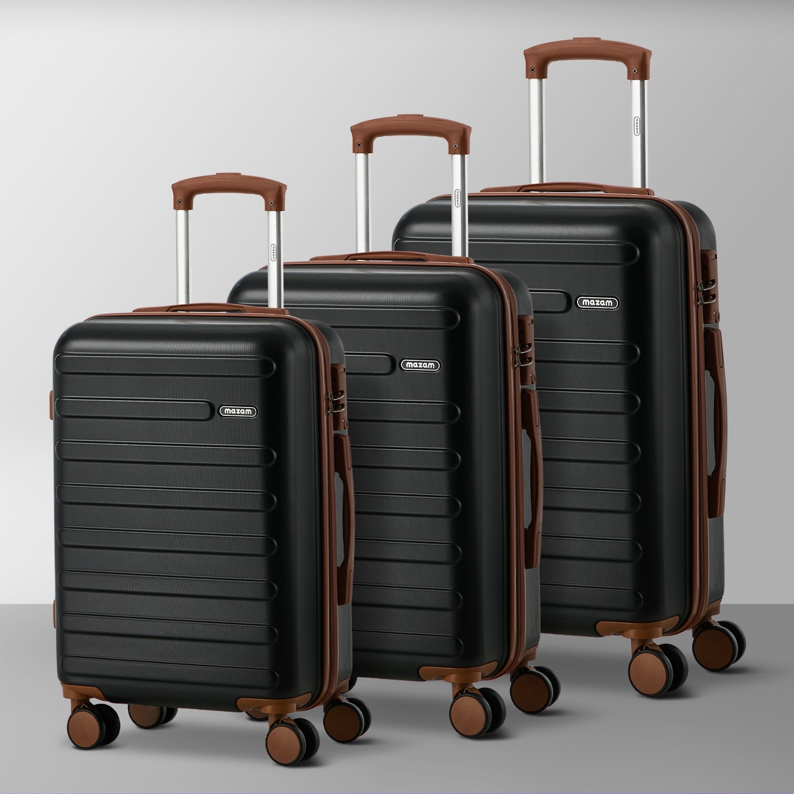 Mazam 3PCS Luggage Suitcase Trolley Set Travel TSA Lock Hard Shell Case Black - Sunyee