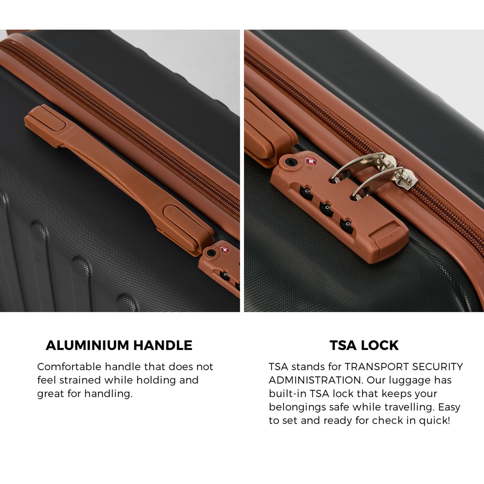 Mazam 3PCS Luggage Suitcase Trolley Set Travel TSA Lock Hard Shell Case Black - Sunyee