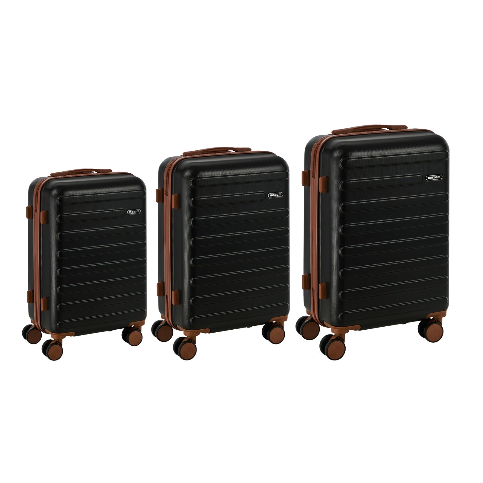Mazam 3PCS Luggage Suitcase Trolley Set Travel TSA Lock Hard Shell Case Black - Sunyee